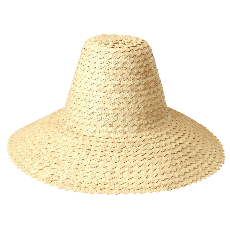 BrunnaCo Kemala Woven Straw Hat made for summer beach season. Crafted from lightweight natural palm straw, KEMALA hat has a high crown and wide down-turned brim to safely protect from the sun’s harsh rays.