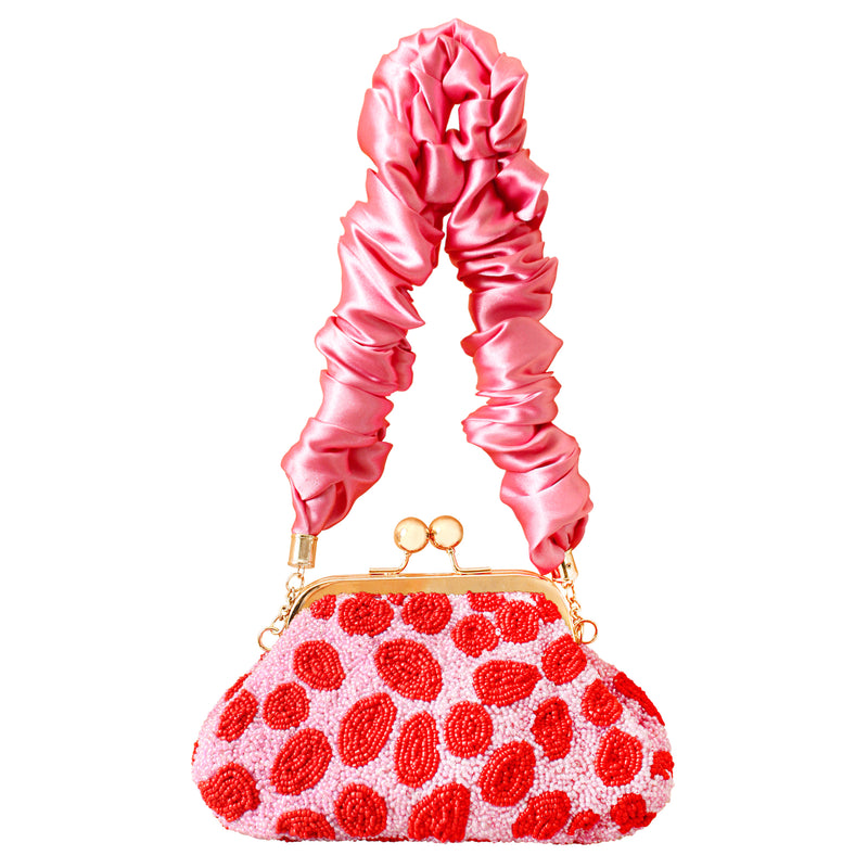 ARNOLDI Daisy Hand-beaded Clutch In Pink & Red