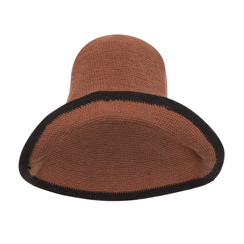 BLOOM LINE Crochet Sun Hat In Dark Brown