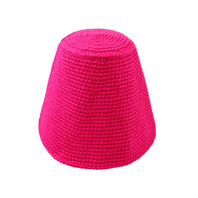 Gani hat in hot pink is hand-crocheted in breathable cotton yarn by our local artisans in Java island. Featuring a modern twist of the cloche hat shape, this hat has sturdy textures and fluid proportions. Fold the brim part to shape it into a sailor hat style.