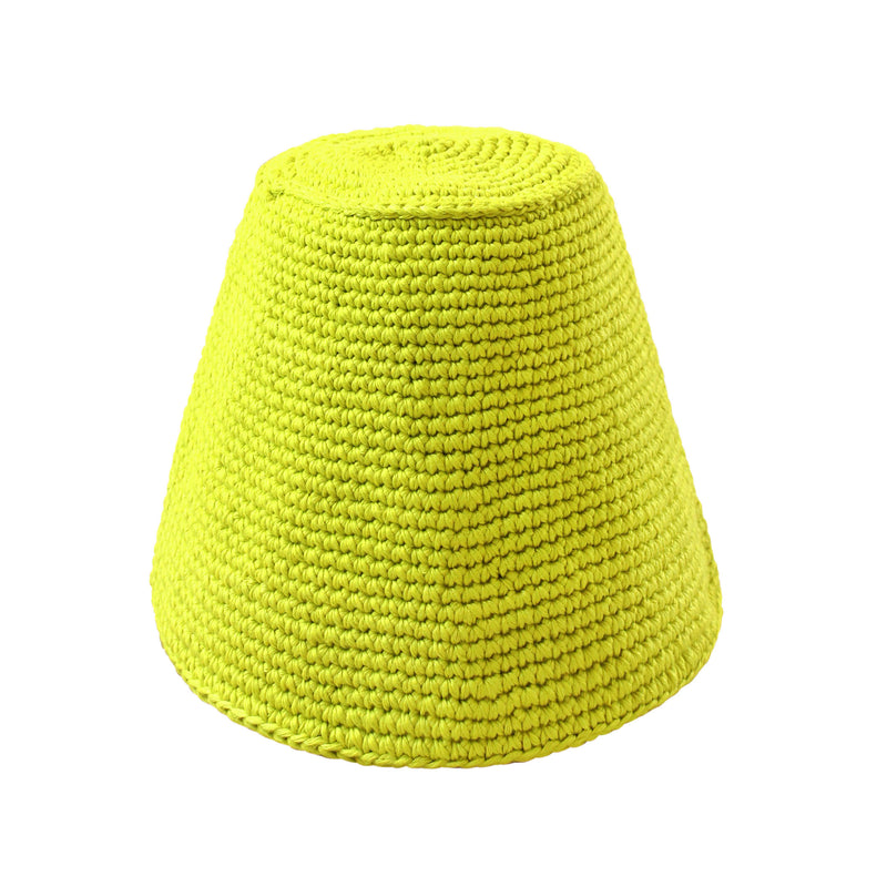 Gani hat in neon green is hand-crocheted in breathable cotton yarn by our local artisans in Java island. Featuring a modern twist of the cloche hat shape, this hat has sturdy textures and fluid proportions. Fold the brim part to shape it into a sailor hat style.