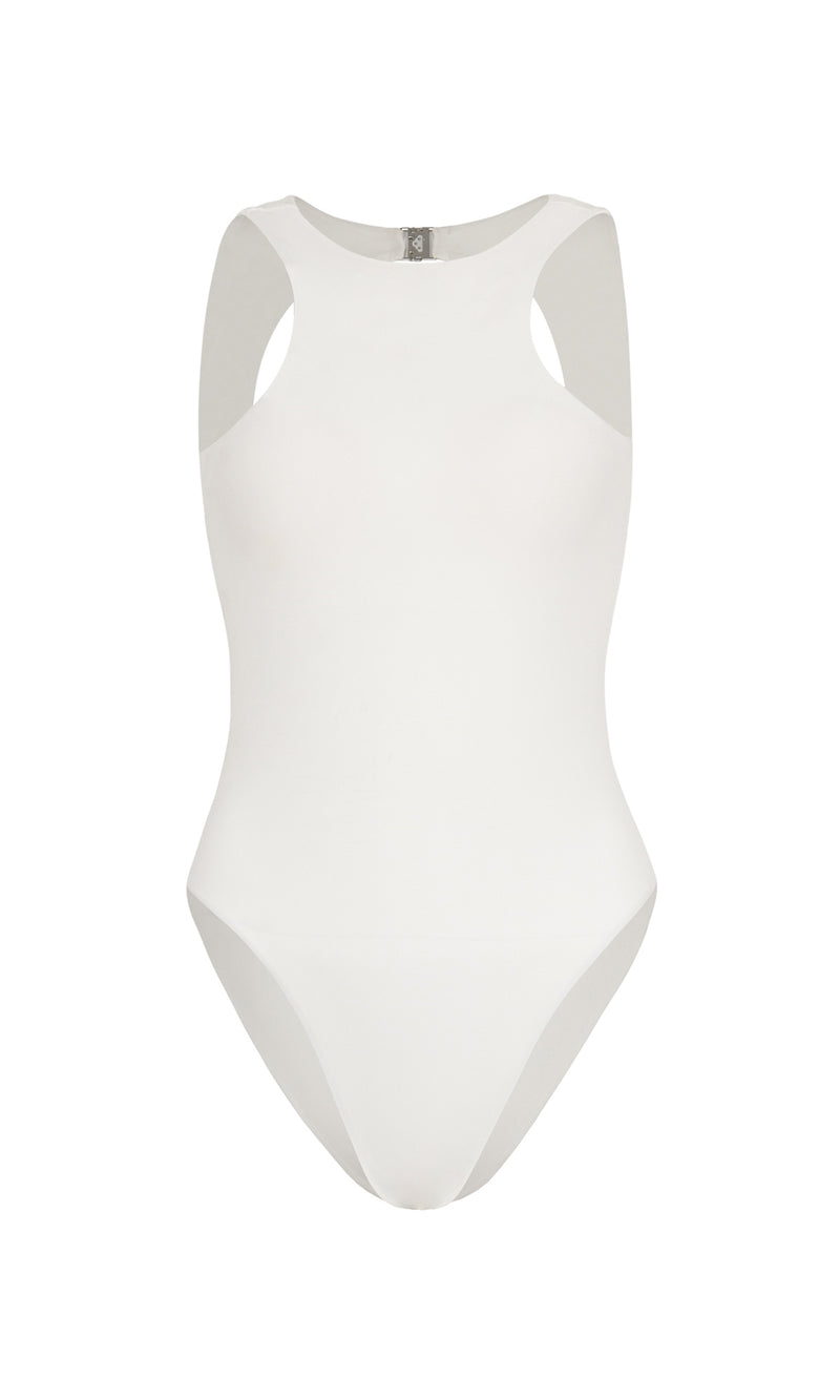 Elevate your swim look with ultra-flattering cuts that are seductive - yet powerful. Named after the largest planet in our solar system, our Jupiter Swimsuit reveals clean lines with a bold silhouette. Designed in California and handmade in Bali from fast-drying recycled polyester spandex fabric with pilling-resistant and chlorine-resistant features.  Jupiter swimsuit has a high-cut racer neckline with a sultry open back and high-cut legs for an elongating effect.