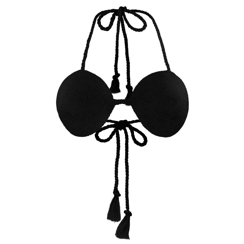 LEIA - Haut soutien-gorge en corde de coton noir