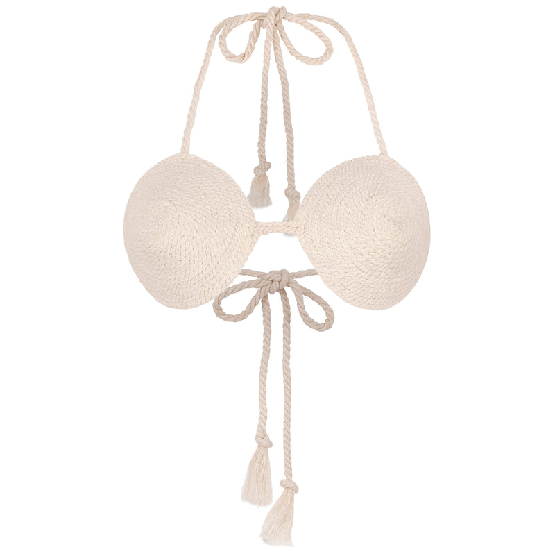 LEIA Cotton Rope Bra Top In Off-white