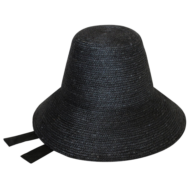 Meg Jute hat Beach Sun Hat in Black. Beautifully crafted with a tall crown shape and medium-width brim to bring back the effortless classic charm. Take this hat to your next tropical adventure or simply style up your daily grocery shop trips!