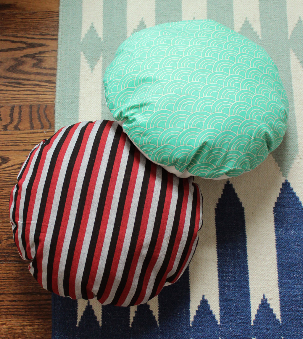 Lurik Round Striped Decorative Round Pillow Cover 16", Circle Pillow