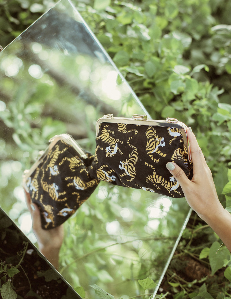 Sumatran Tiger Party Clutch in Black, Holiday Gift Guide