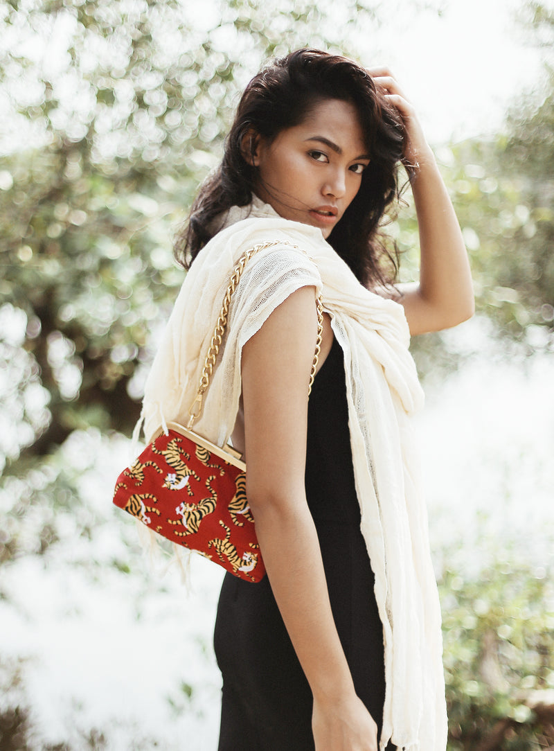 Sumatran Tiger Party Clutch in Red, Holiday Gift Guide