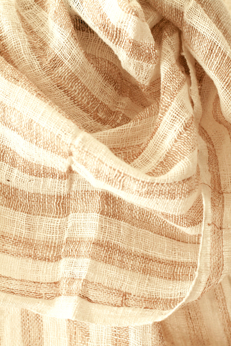 Fatima Hand-loomed Raw Cotton Scarf, in Beige (Pre-order)