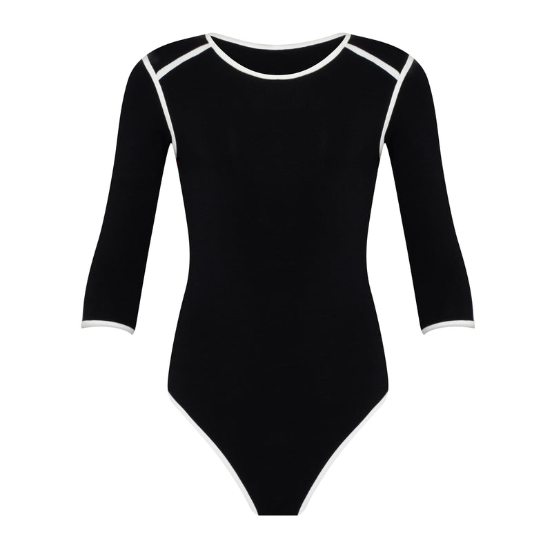 Girl Two-tone Sustainable Lenzing Viscose Bodysuit in black