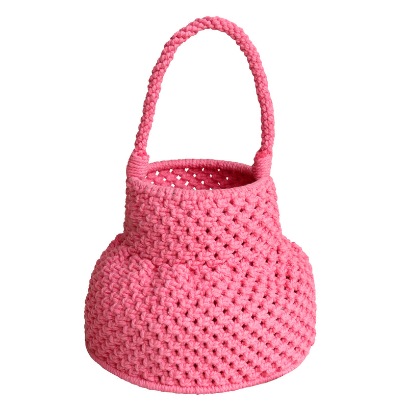 Petite Naga Macrame basket bucket beach woven bag in pink