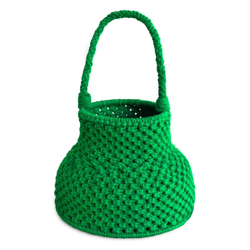 Petite Naga Macrame Crochet Bucket Beach Bag, in Green
