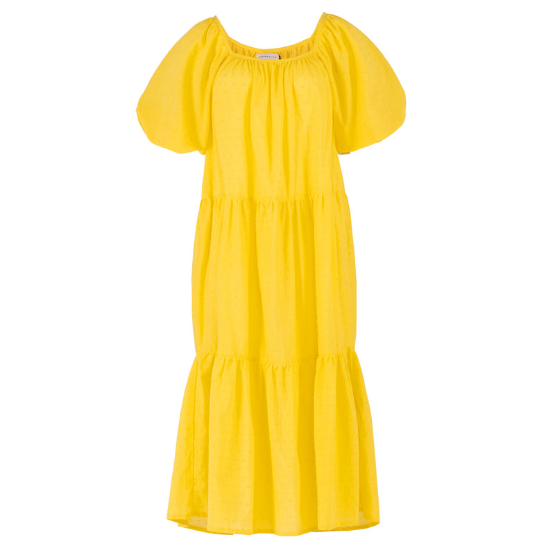 Robe en coton à pois ROSEMARY, en jaune tournesol