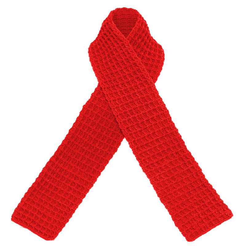 Waffle Crochet Knit Scarf in Scarlet Red
